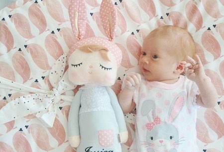  Metoo Angela Personalized Bunny Doll in Grey Dress
