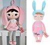 Personalized Set of Dolls -  Bunny Girl and Bunny in Pink Dress