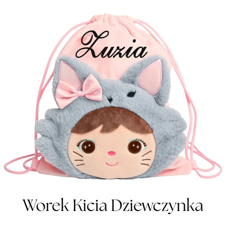 Zestaw - Plecak Metoo personalizowany Niebieski Aniołek 2w1 i Worek