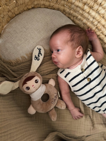Metoo Rattle Personalized Beige Bunny Boy