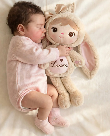 Metoo Personalized  Fluffy Light Beige Bunny Girl with Bow