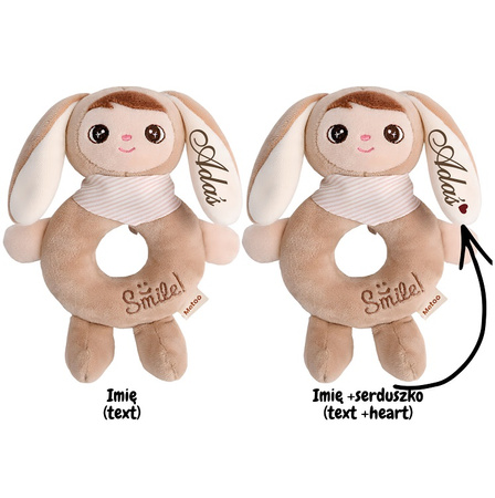 Metoo Rattle Personalized Beige Bunny Boy